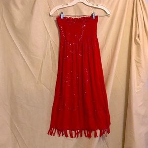 Girls strapless pink sequin sundress size 8-10 med
